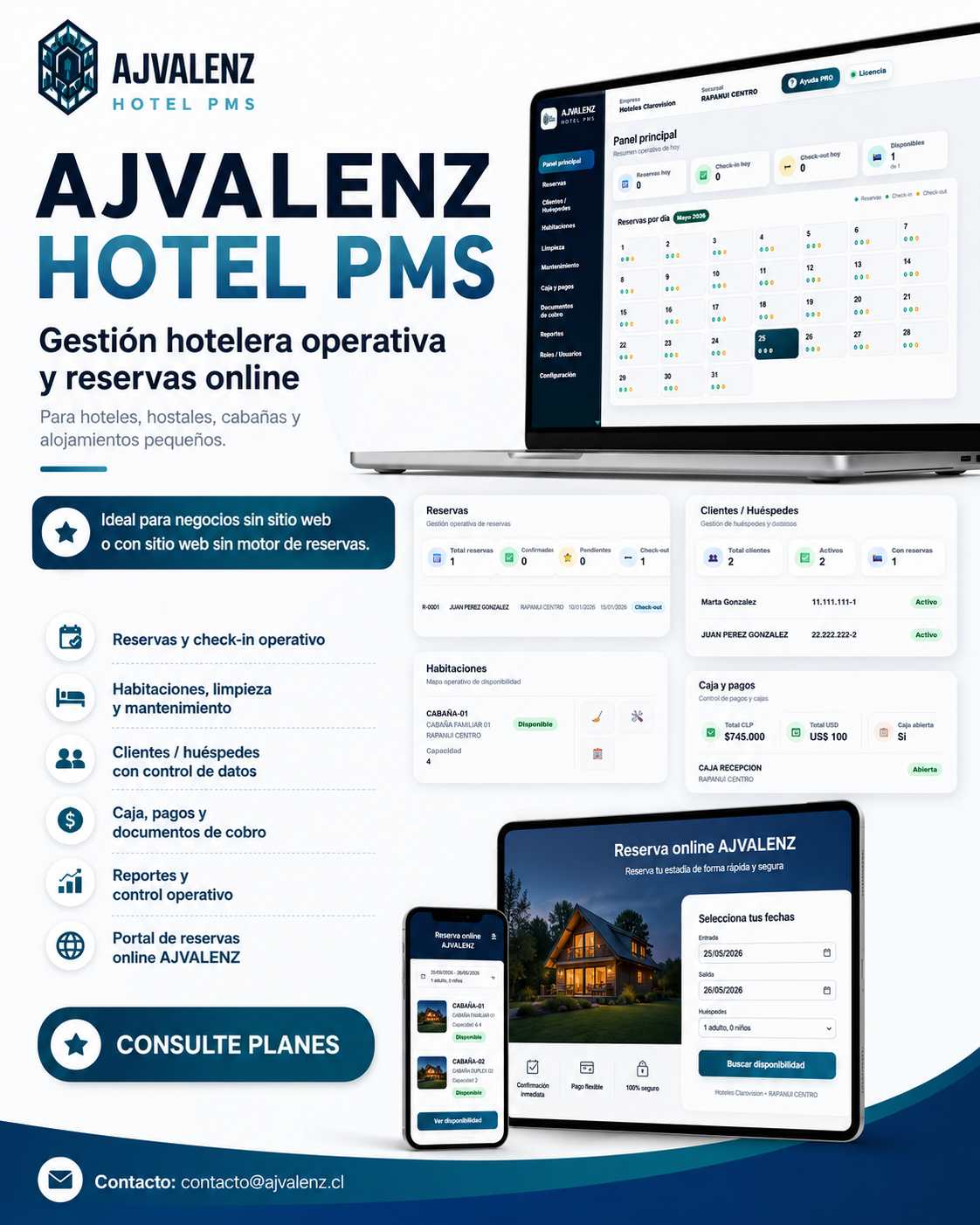 AJVALENZ Hotel PMS - consulte planes